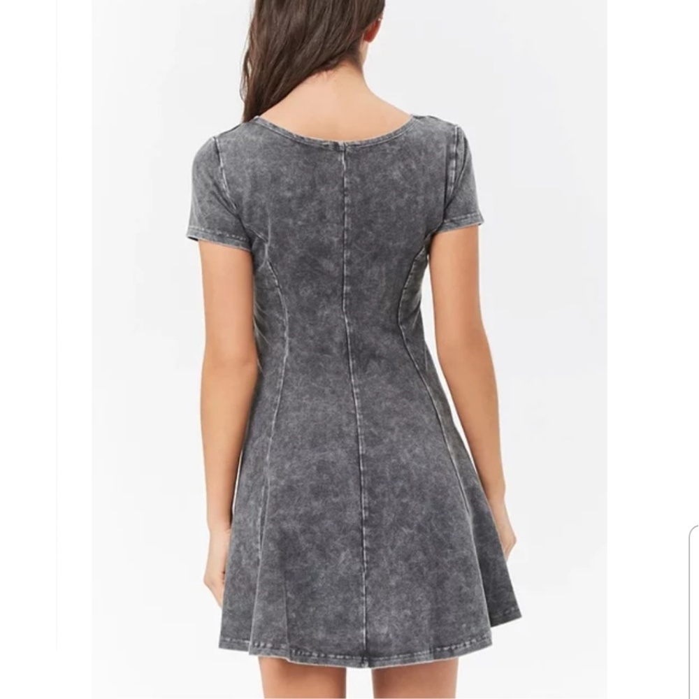 NWOT Acid Wash Grey Skater Dress F21 Women's M - Picture 5 of 8
